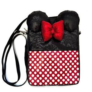 Disney Parks Minnie Sequin iPad Tablet eReader Travel Case Crossbody Purse